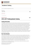 Catalogs, 2016-2017 by Anderson University - South Carolina Catalogs, 2016-2017 by Anderson University - South Carolina