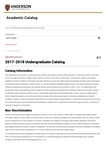 Catalogs, 2017-2018 by Anderson University - South Carolina Catalogs, 2017-2018 by Anderson University - South Carolina