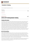 Catalogs, 2018-2019 by Anderson University - South Carolina Catalogs, 2018-2019 by Anderson University - South Carolina