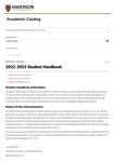 Anderson University Student Handbook, 2022-2023 by Anderson University - South Carolina