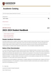 Anderson University Student Handbook, 2023-2024 by Anderson University - South Carolina