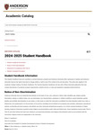Anderson University Student Handbook, 2024-2025