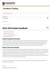 Anderson University Student Handbook, 2025-2026